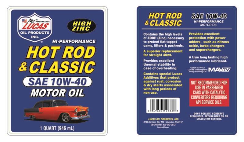 10w40 Lucas Hot Rod and Classic Car Motor Oil 10688 Engine Oil, Car, Mineral, 10W40, 1 qt., Set of 6 thumbnail 2