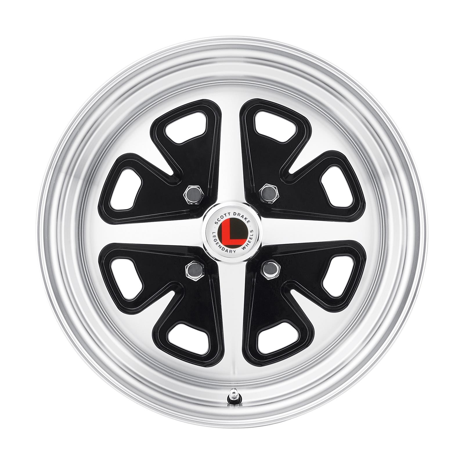 Legendary Wheels Magnum 400 Black Machined 15x6 Wheels, Machined, 15 in. x 6.00 in., Aluminum, Machined, 4 x 114.3mm Bolt Circle, 4.00 in. Backspacing, Each