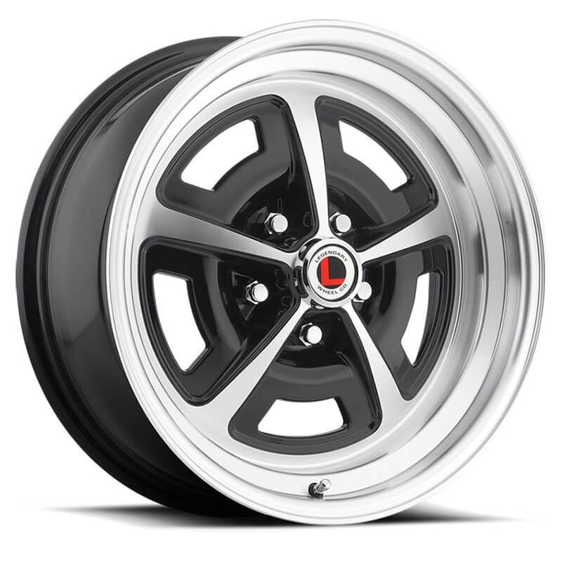 Legendary Wheels Magnum 500 Gloss Black Machined 15x8 Wheels, Machined, 15 in. x 8.00 in., Aluminum, Machined, 5 x 120.65mm Bolt Circle, 4.75 in. Backspacing, Each