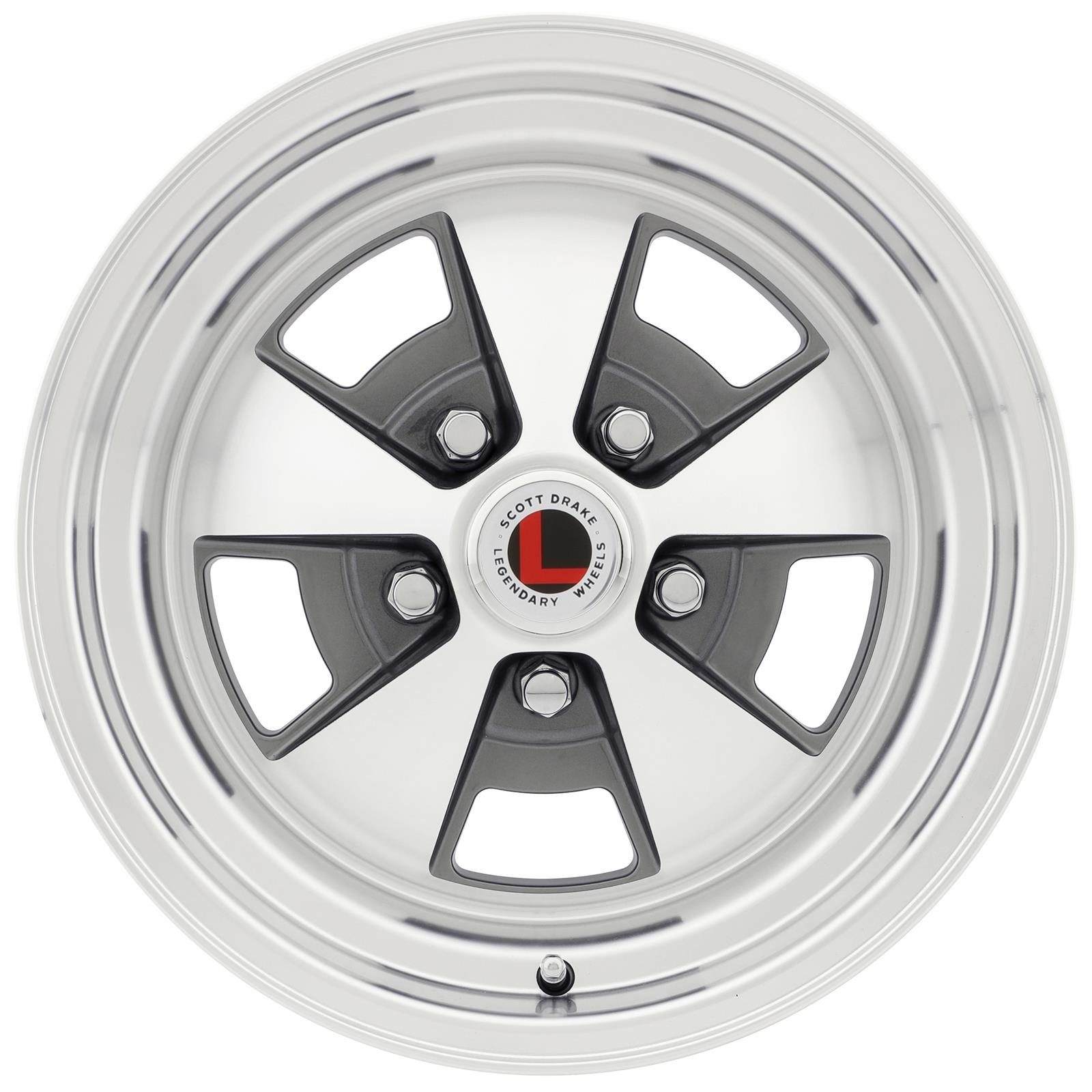 Legendary Wheels Flat 5 Charcoal Machined 15x7 Wheels, Machined, 15 in. x 7.00 in., Aluminum, Machined, x 114.3mm Bolt Circle, 4.25 in. Backspacing, Each