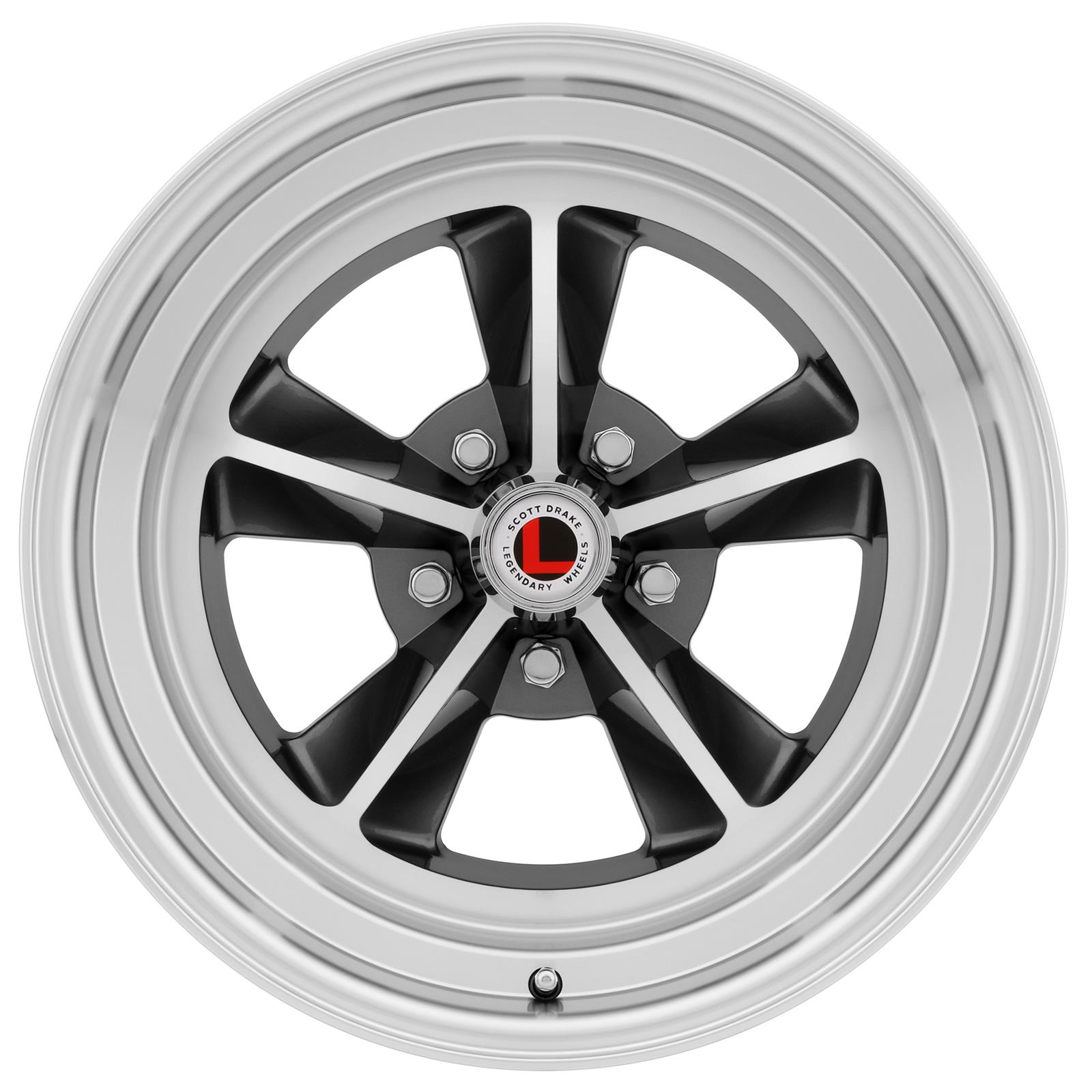 Legendary Wheels GT9 Charcoal Machined 15x7 Wheels, Machined, 15 in. x 7.00 in., Aluminum, Machined, 5 x 114.3mm Bolt Circle, 4.25 in. Backspacing, Each