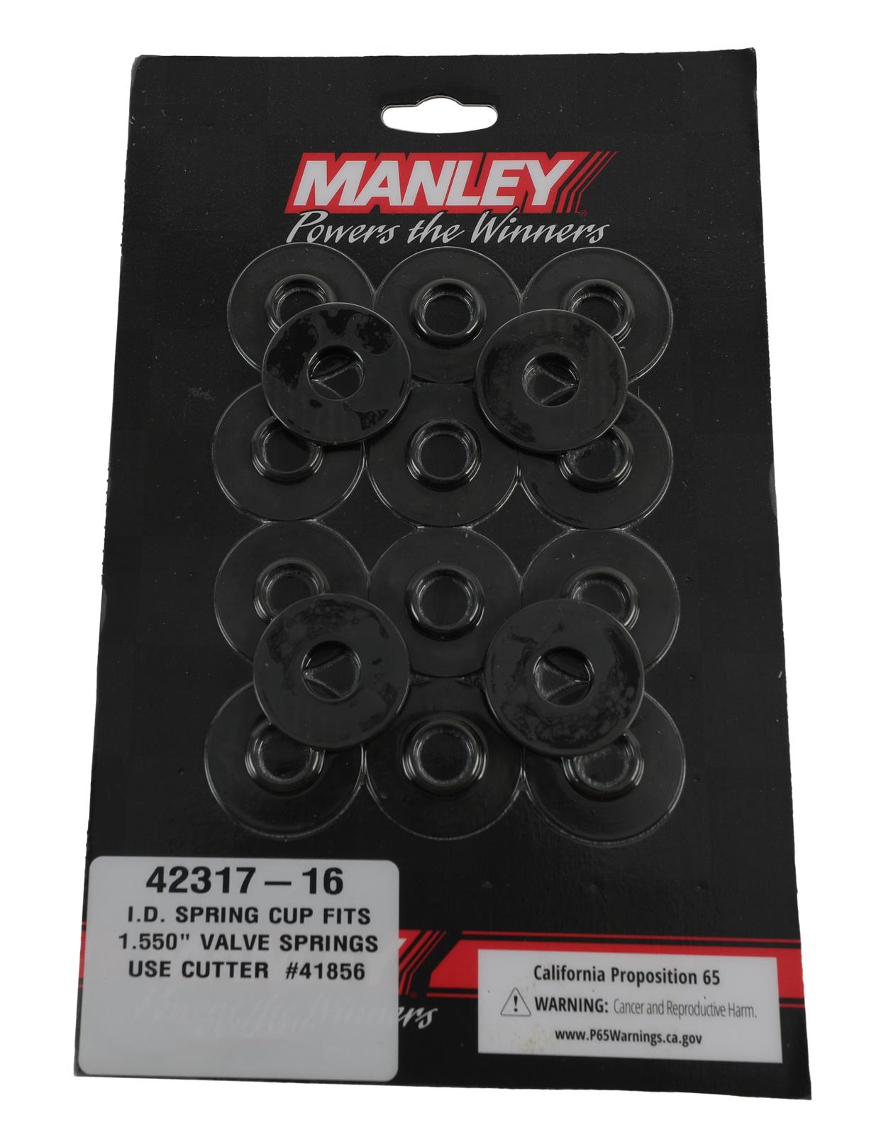Manley Valve Spring Cups and Locators 42317-16 Locators, Inside, Steel, .062 in. Thick, 1.535 in. O.D., .570 in. I.D, .720 in. Shoulder, Set of 16