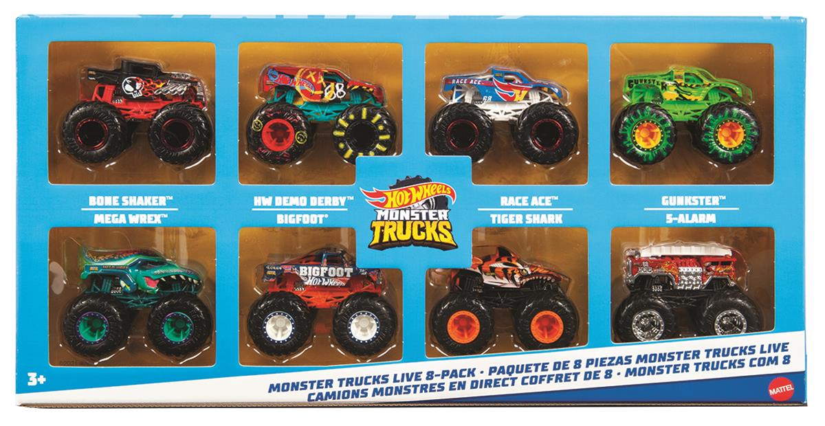 Hot Wheels Monster Trucks Live 8-Pack of Toy Trucks in 1:64 Scale