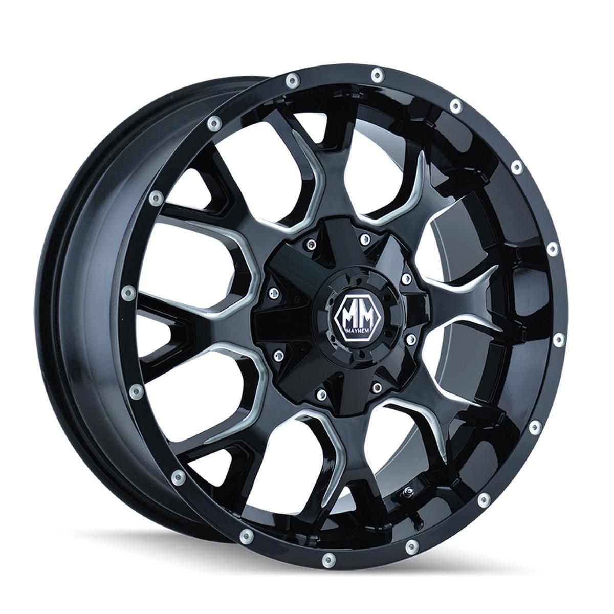 Mayhem 8015 Warrior 20x9 / 8x165.1 BP / 0mm Offset / 130.8mm Hub Gloss Black Milled Wheel