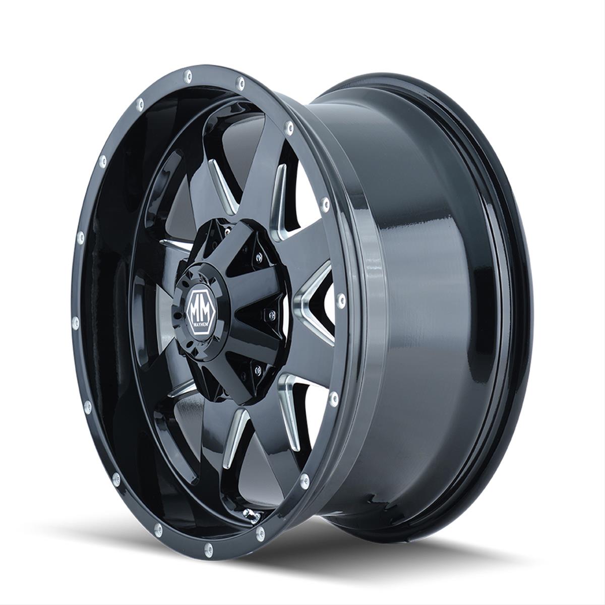 Mayhem Tank 8040 Series Gloss Black Wheels with Milled Spokes 17x9 Wheel, TANK BLACK/MILLED SPOKES 17X9 5-127/5-139.7 -12mm 87mm thumbnail 2