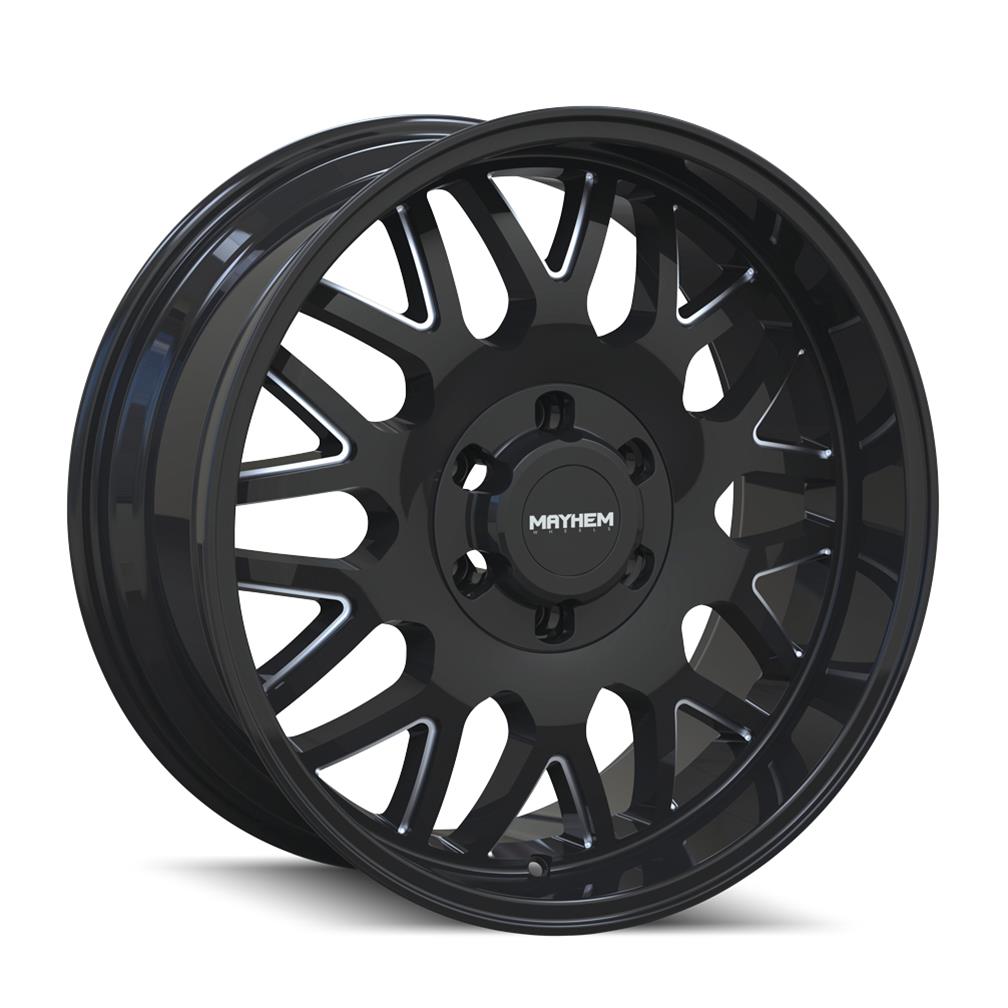 Mayhem Tripwire 8110 Gloss Black Wheel with Milled Accents 20x9 MAYHEM TRIPWIRE GLOSS BLACK/MILLED SPOKES 20X9 6-135/6-139.7 0MM 106MM