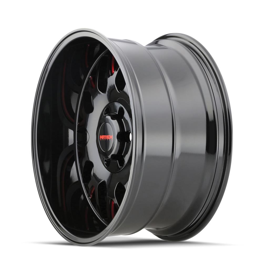 Mayhem Tripwire 8110 Gloss Black Wheel with Prism Red Accents 20x10 MAYHEM TRIPWIRE BLACK W/ PRISM RED 20X10 6-135/6-139.7 -19MM 106MM thumbnail 3