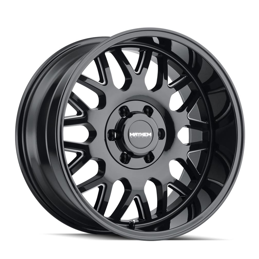 Mayhem Tripwire 8110 Gloss Black Wheel with Milled Accents 20x9 MAYHEM TRIPWIRE GLOSS BLACK/MILLED SPOKES 20X9 5-139.7/5-150 18MM 110MM