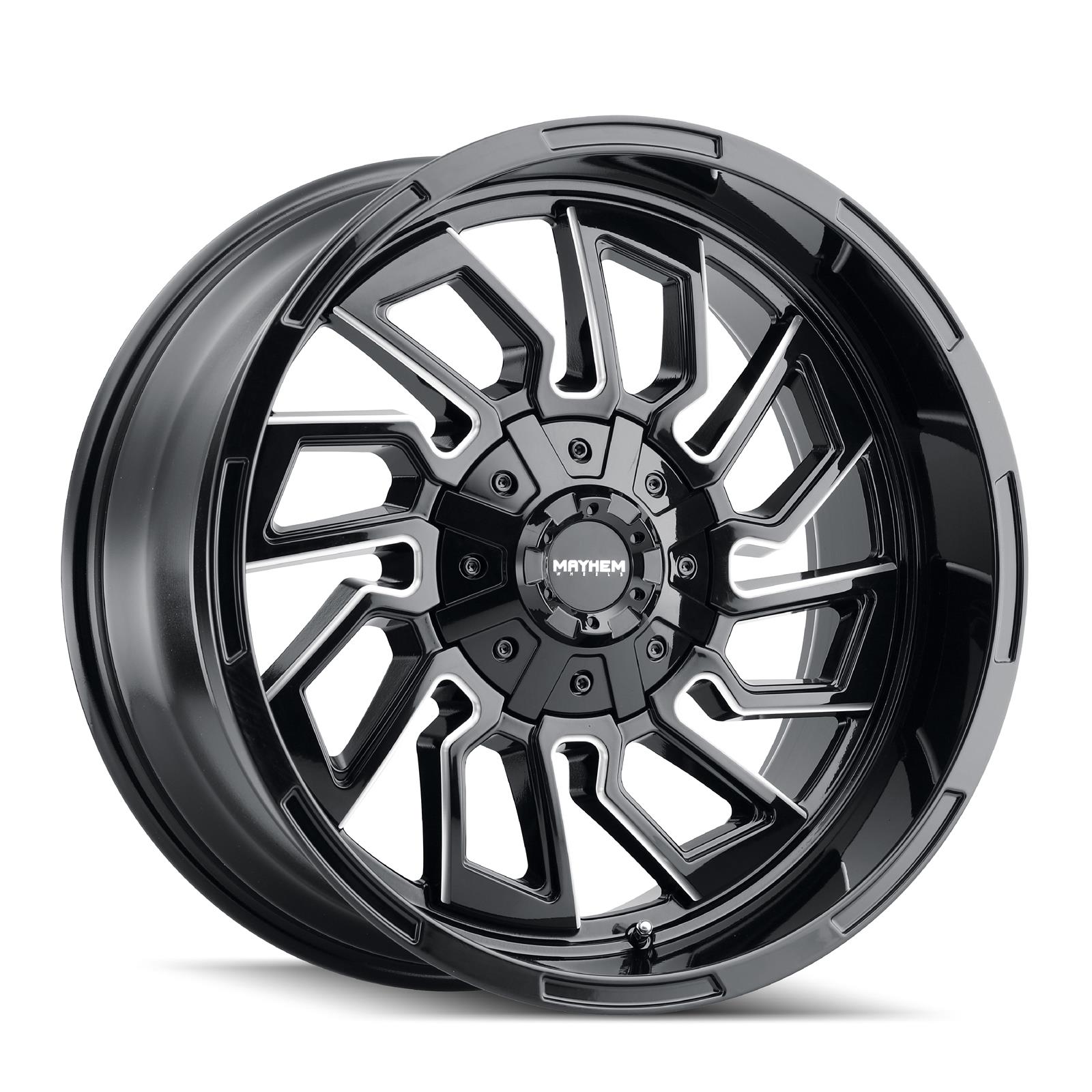 Mayhem Flywheel 8111 Gloss Black Wheels with Milled Accents 20x9 MAYHEM FLYWHEEL GLOSS BLACK/MILLED SPOKES 20X9 8-165.1 18MM 125.2MM