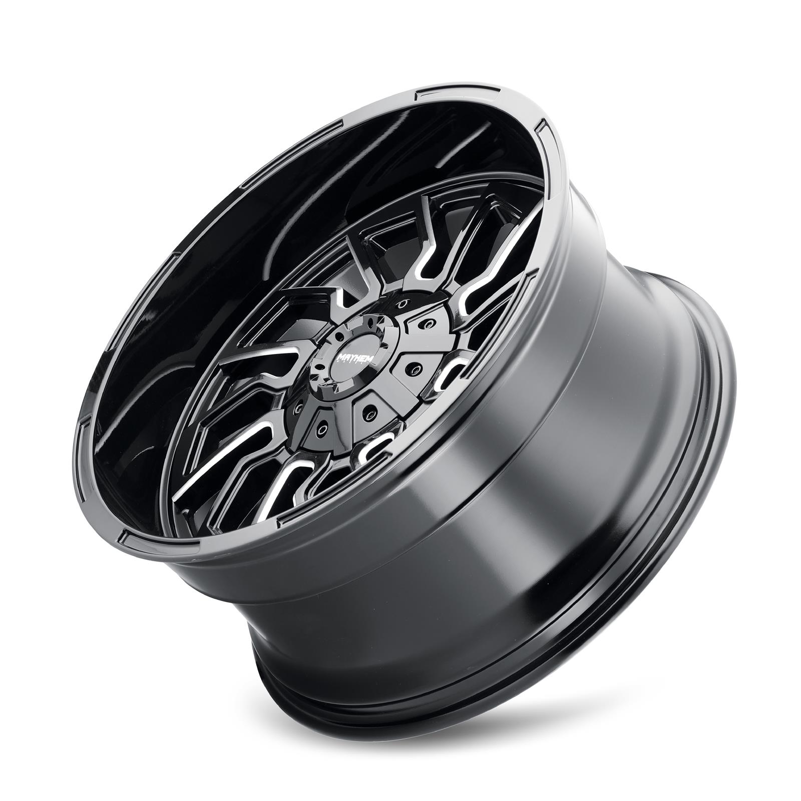 Mayhem Flywheel 8111 Gloss Black Wheels with Milled Accents 20x9 MAYHEM FLYWHEEL GLOSS BLACK/MILLED SPOKES 20X9 8-165.1 18MM 125.2MM thumbnail 2