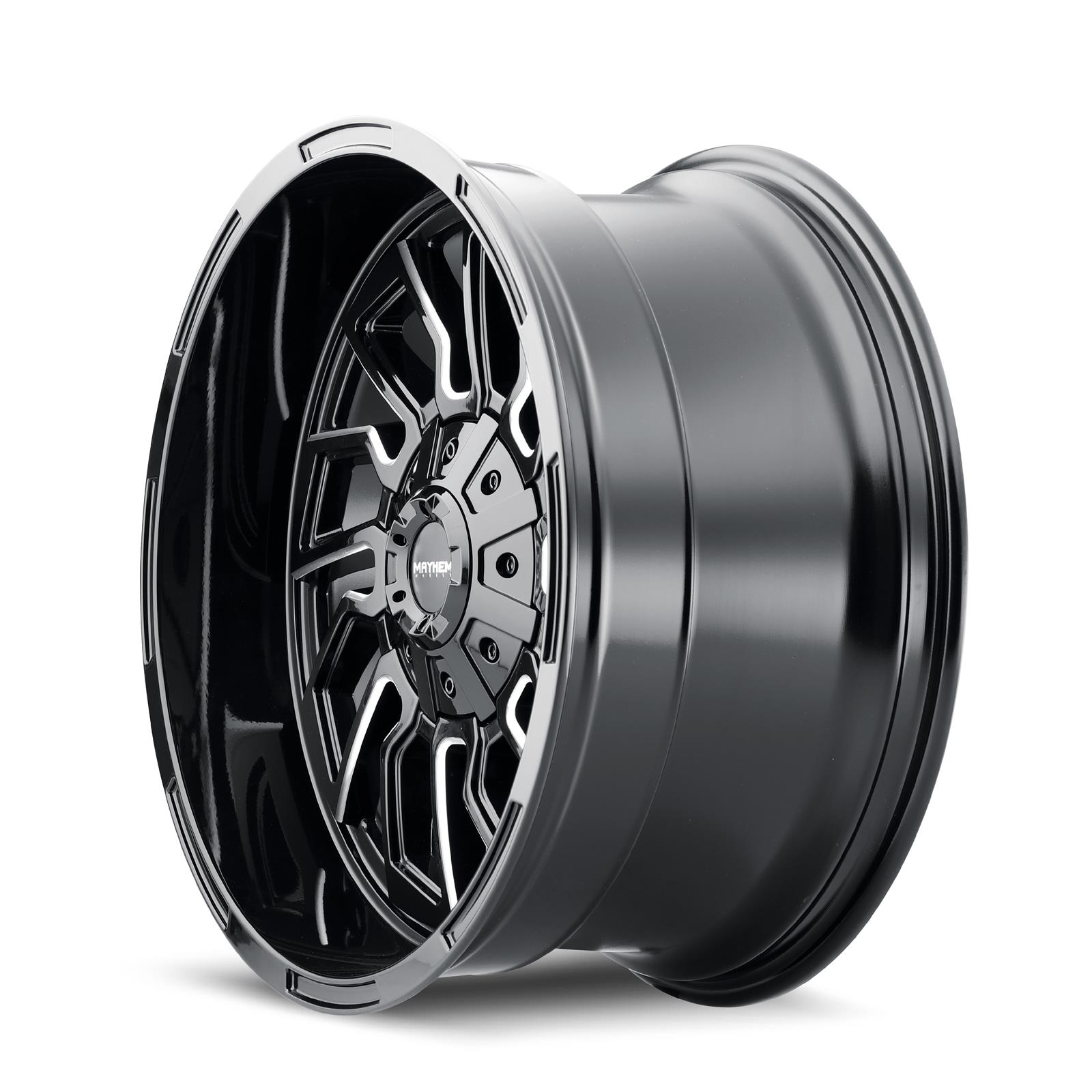 Mayhem Flywheel 8111 Gloss Black Wheels with Milled Accents 20x9 MAYHEM FLYWHEEL GLOSS BLACK/MILLED SPOKES 20X9 8-165.1 18MM 125.2MM thumbnail 3