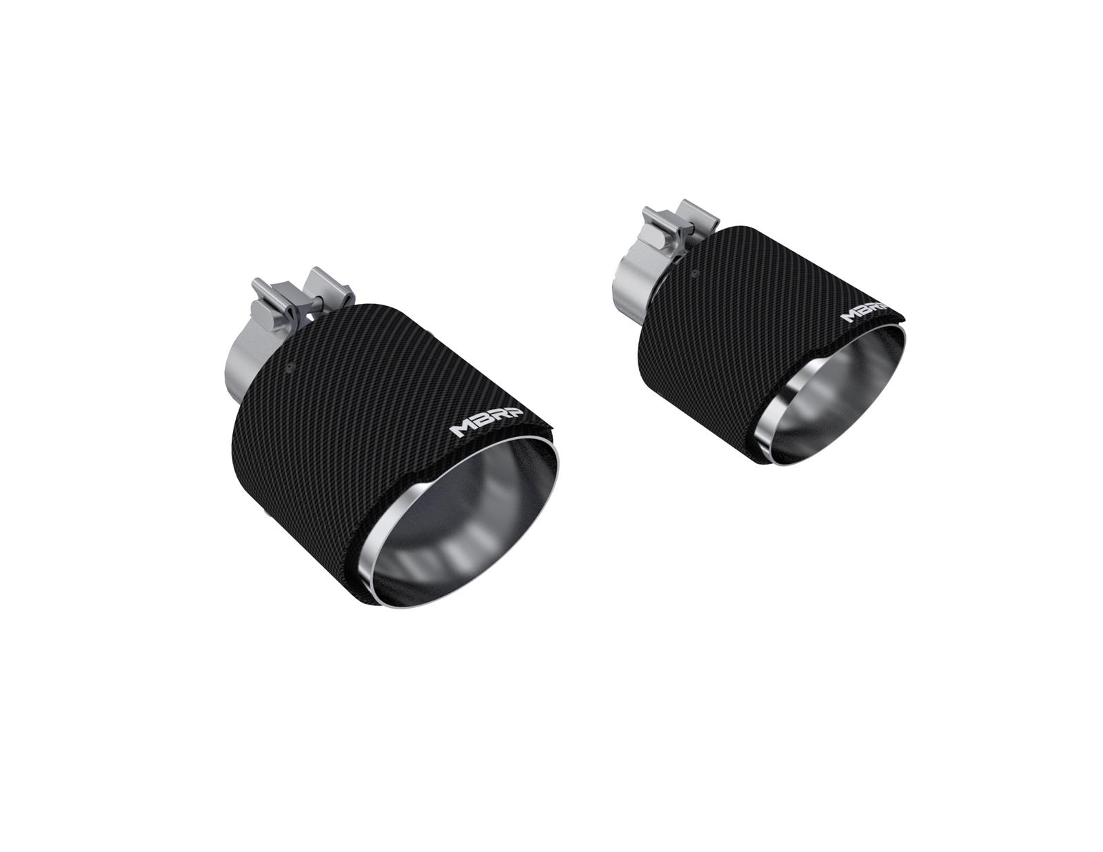 MBRP Performance Exhaust Tips T5202CF Carbon Fiber Tip; 2.125" ID, 5" OD Out, 7.25" Length, Single Wall Angle Cut, Sold In Pairs