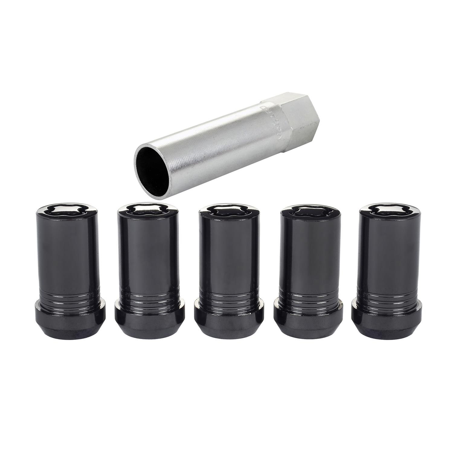 McGard Wheel Lock Nut Set - 5pk. (Cone Seat Tuner) M14X1.5 / 22mm Hex / 1.648in OAL - Black thumbnail 2