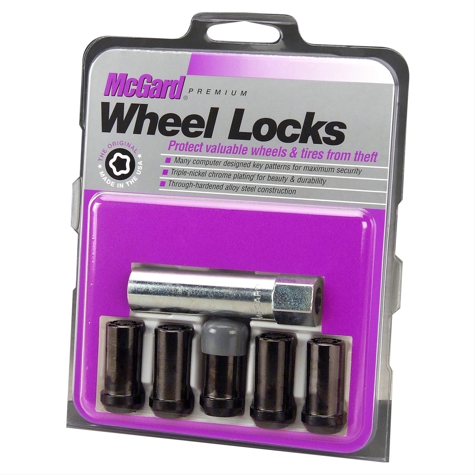 McGard Wheel Lock Nut Set - 5pk. (Tuner / Cone Seat) 1/2-20 / 13/16 Hex / 1.60in. Length - Black