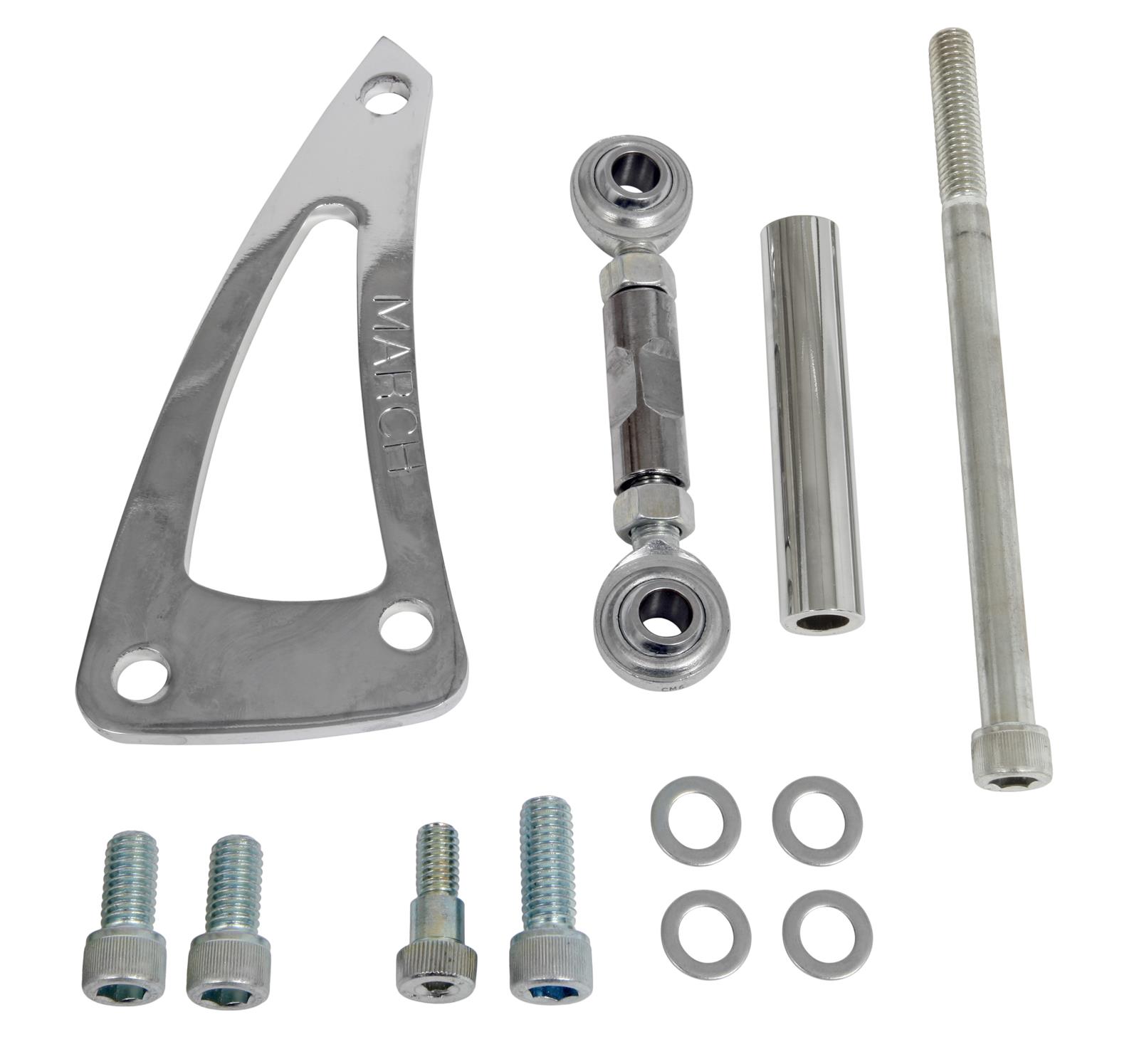 March Performance Alternator Brackets P80120-06 Bracket, Alternator, Steel, Chrome, Passenger Side, Mid-Mount, Chevy, Long Pump, Kit thumbnail 2