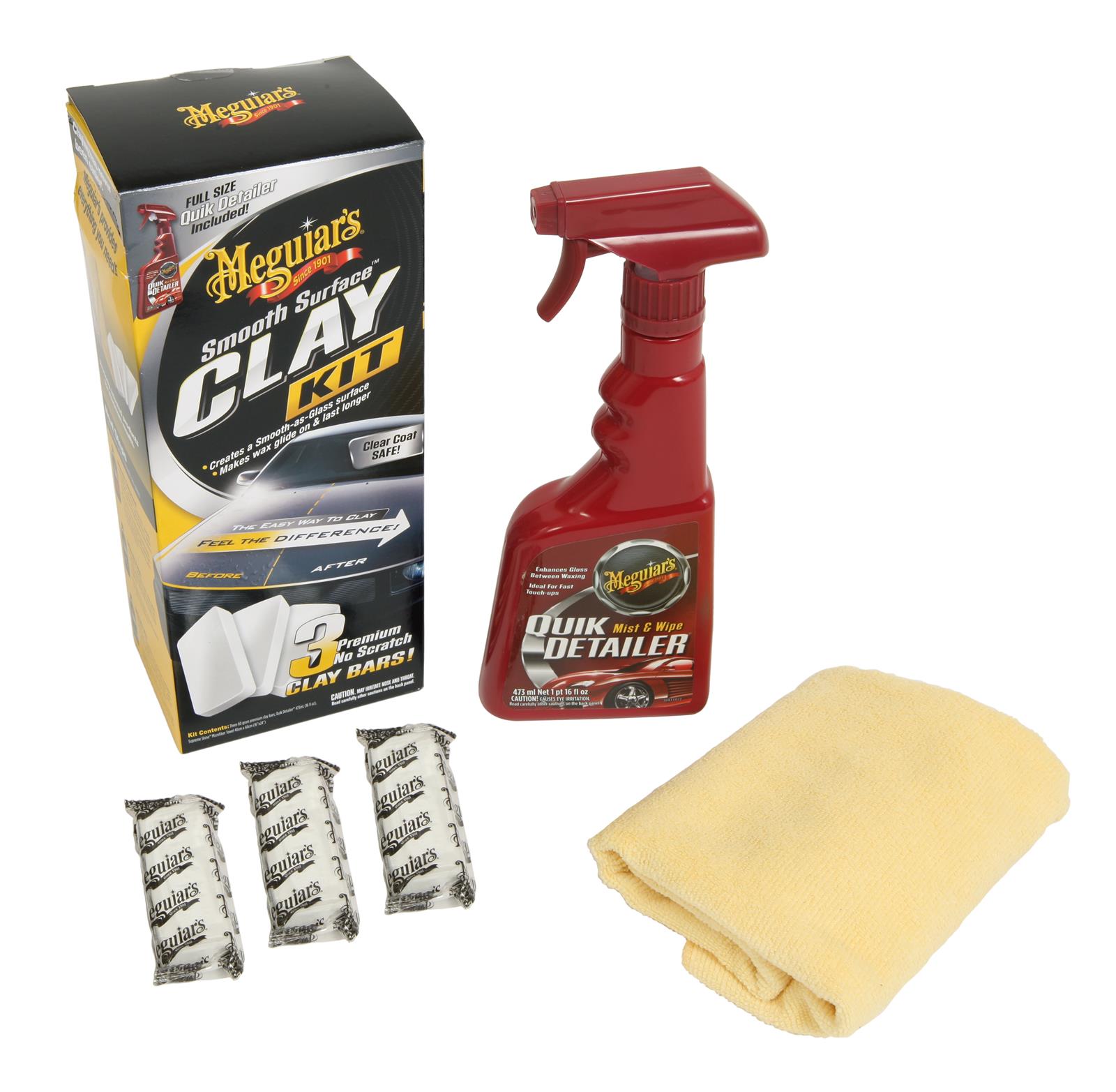 Meguiars Smooth Surface Clay Kit - Safe and Easy Car Claying for Smooth as  Glass Finish - G1016