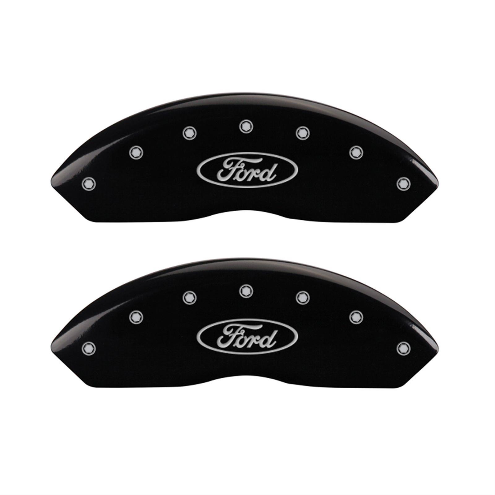 MGP 4 Caliper Covers Engraved Front & Rear Oval logo/Ford Black finish silver ch thumbnail 2