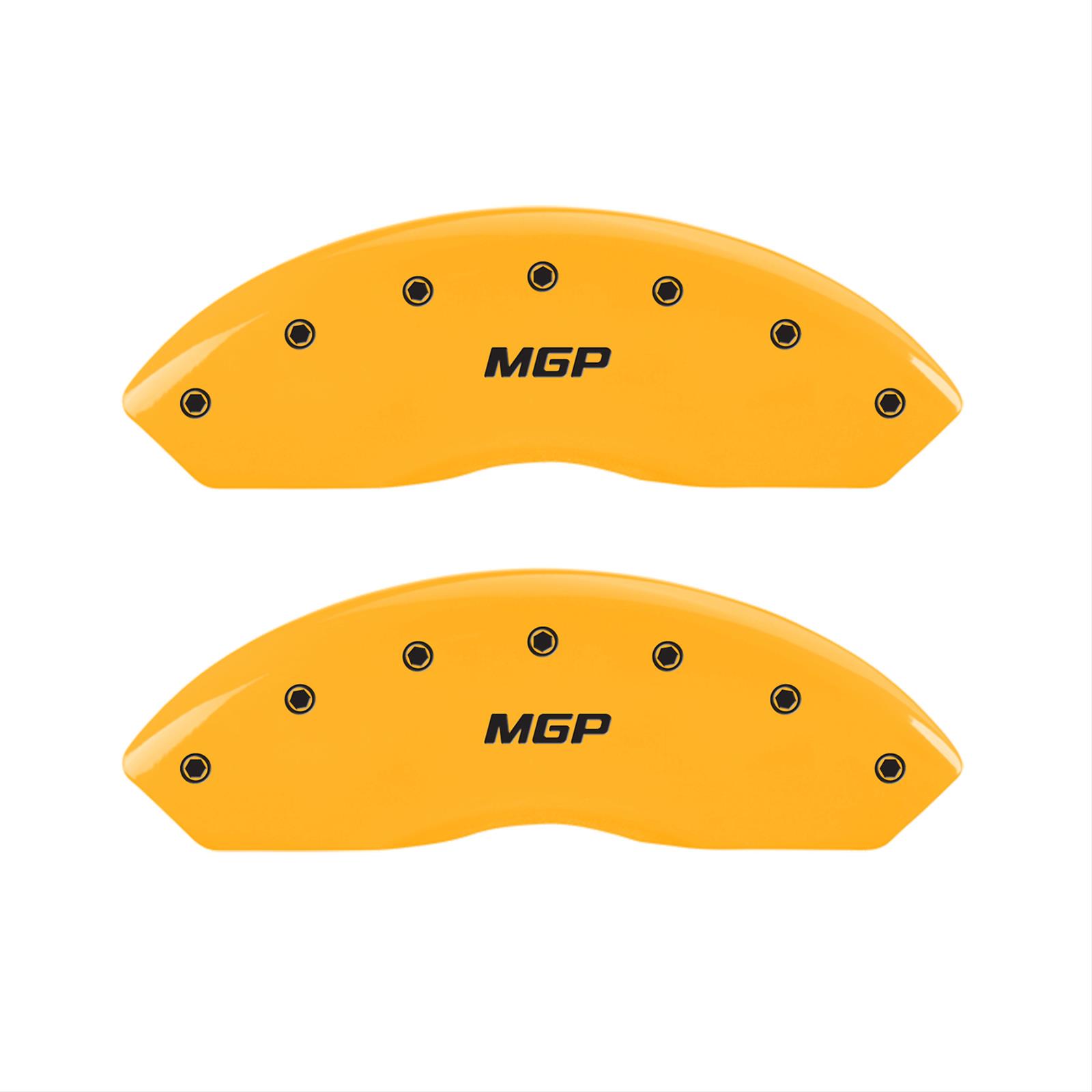 MGP 4 Caliper Covers Engraved Front & Rear MGP Yellow Finish Black Char 2007 Cadillac DTS