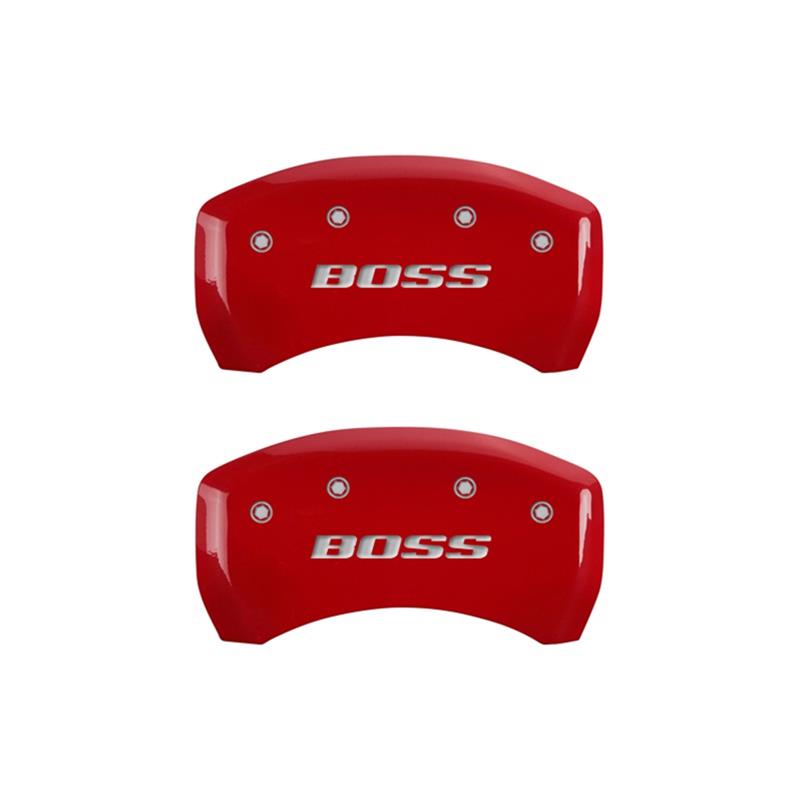 MGP Rear set 2 Caliper Covers Engraved Rear Boss Red finish silver ch thumbnail 2