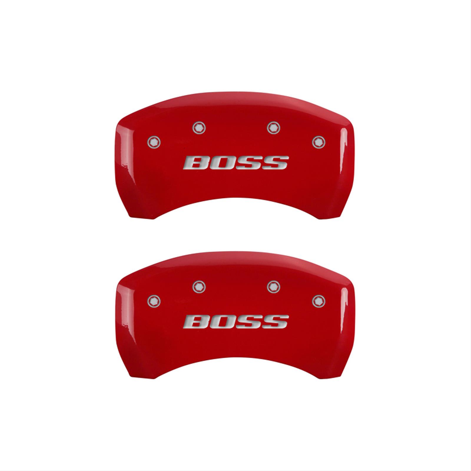 MGP Rear set 2 Caliper Covers Engraved Rear Boss Red finish silver ch