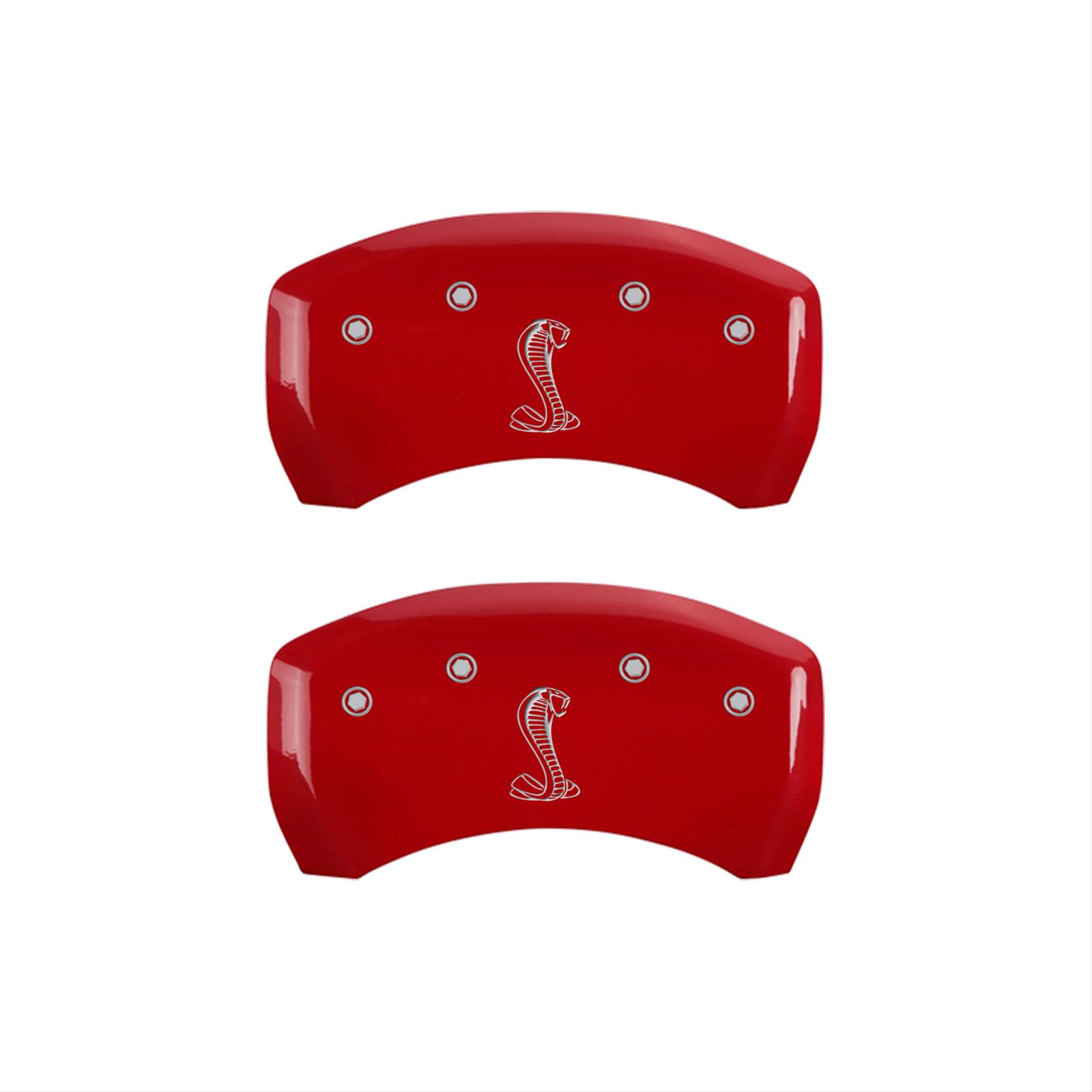 MGP Rear set 2 Caliper Covers Engraved Rear Snake Red finish silver ch