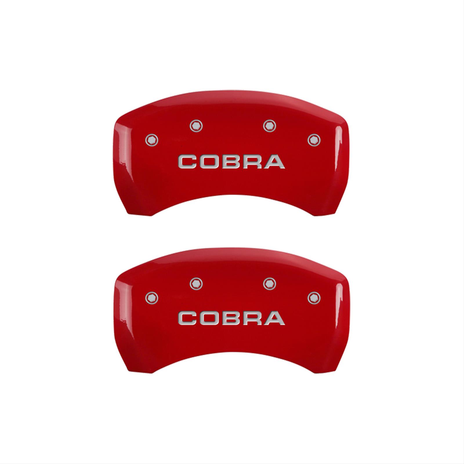 MGP Rear set 2 Caliper Covers Engraved Rear Cobra Red finish silver ch