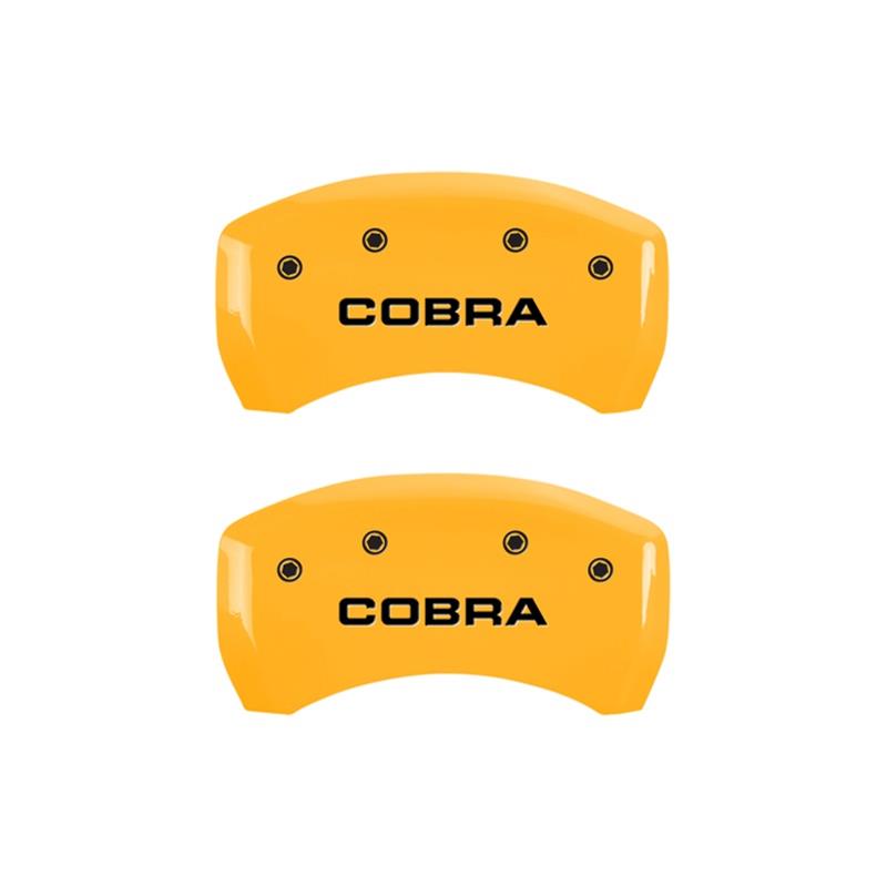 MGP Rear set 2 Caliper Covers Engraved Rear Cobra Yellow finish black ch thumbnail 2