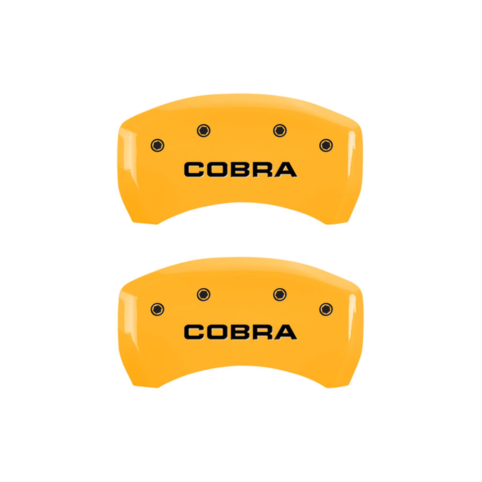 MGP Rear set 2 Caliper Covers Engraved Rear Cobra Yellow finish black ch