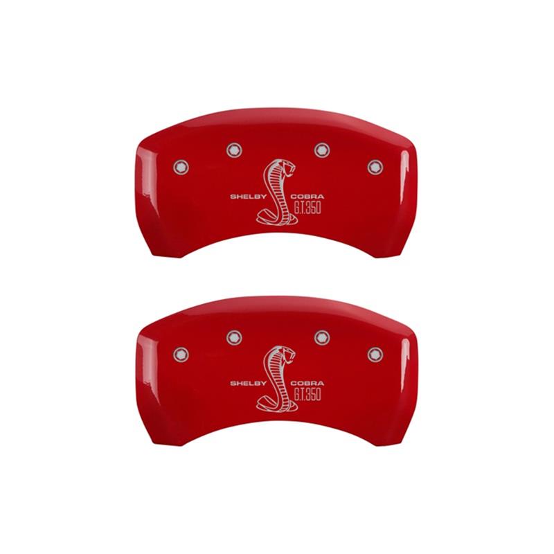 MGP Rear set 2 Caliper Covers Engraved Rear GT350 Shelby & Cobra Red finish silver ch thumbnail 2
