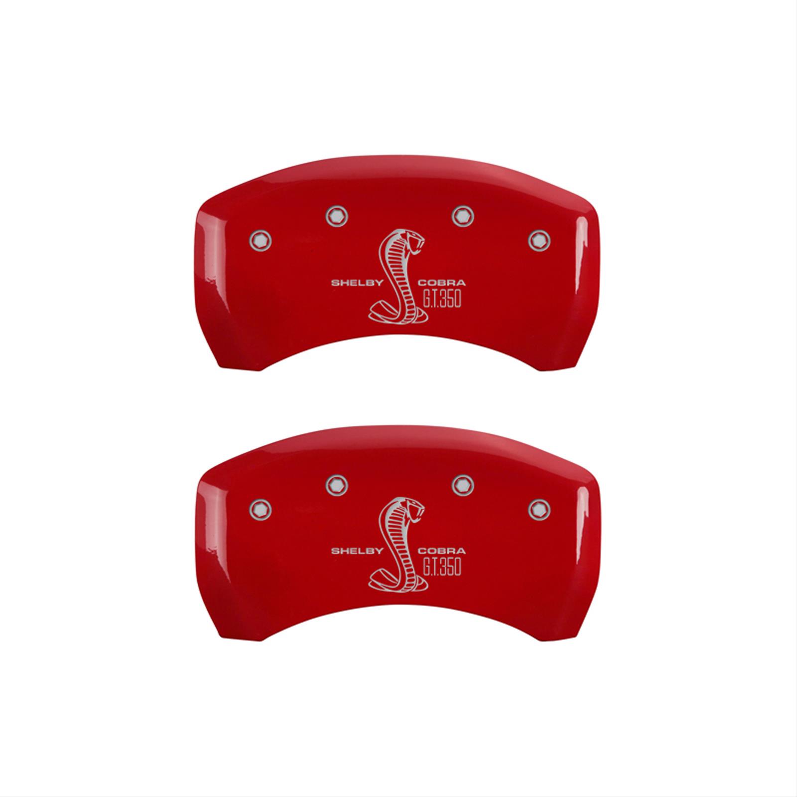 MGP Rear set 2 Caliper Covers Engraved Rear GT350 Shelby & Cobra Red finish silver ch