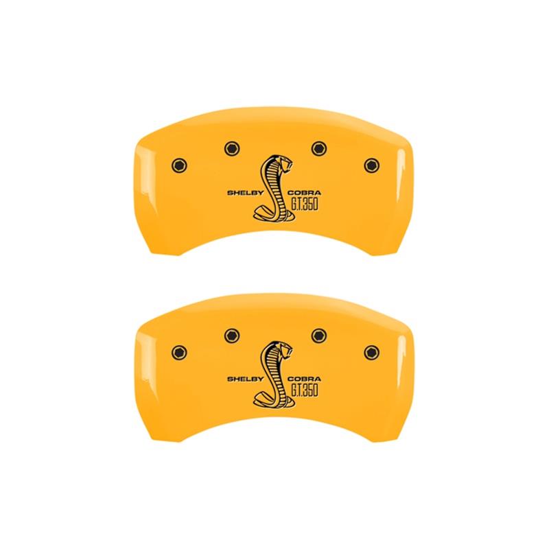 MGP Rear set 2 Caliper Covers Engraved Rear GT350 Shelby & Cobra Yellow finish black ch thumbnail 2