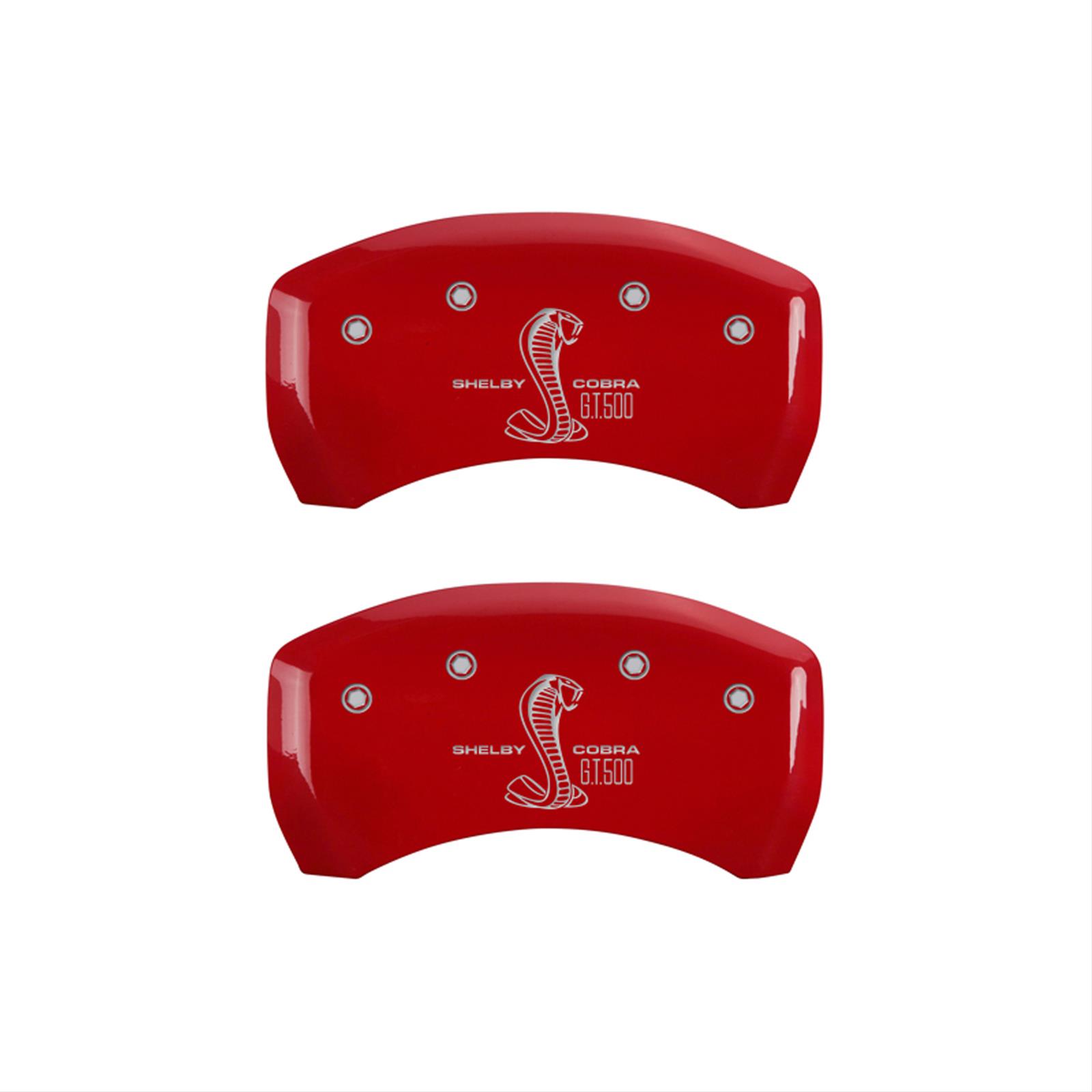 MGP Rear set 2 Caliper Covers Engraved Rear GT500 Shelby & Cobra Red finish silver ch