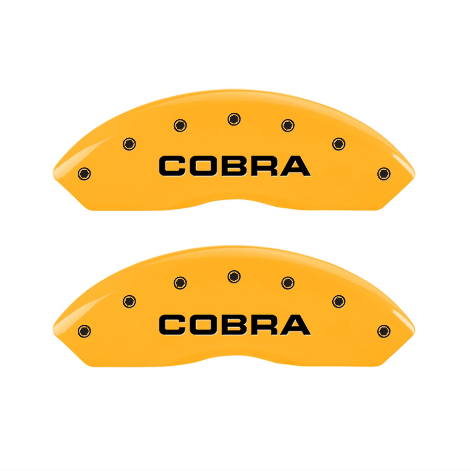MGP 4 Caliper Covers Engraved Front Cobra Rear Snake Yellow Finish Black Char 2003 Ford Mustang thumbnail 2