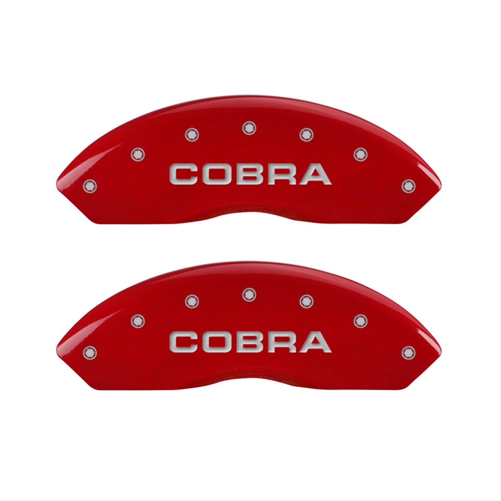 MGP 4 Caliper Covers Engraved Front & Rear Cobra Red finish silver ch