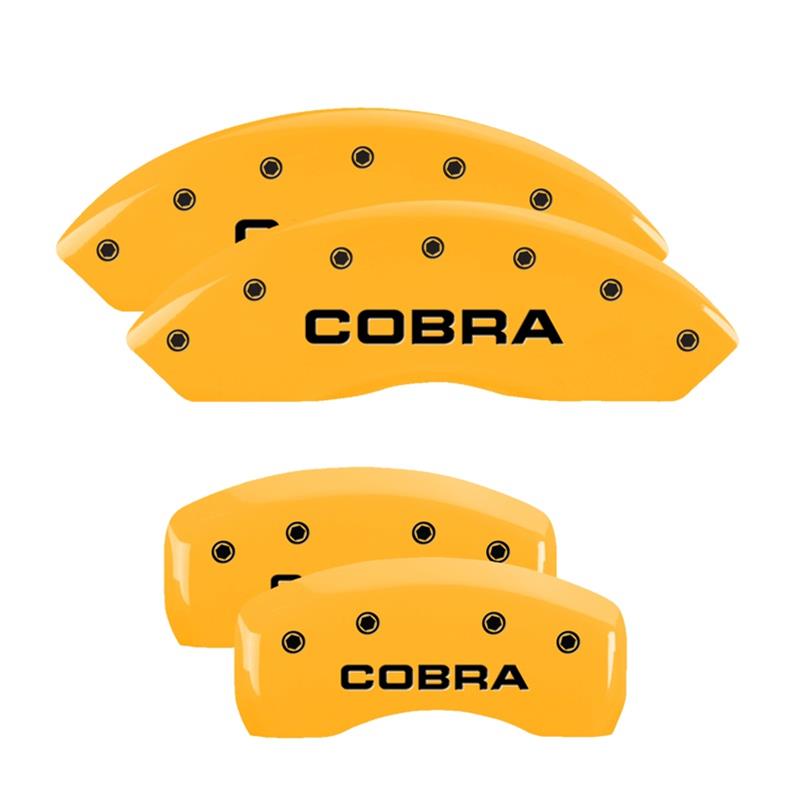MGP 4 Caliper Covers Engraved Front & Rear Cobra Yellow Finish Black Char 2003 Ford Mustang thumbnail 3