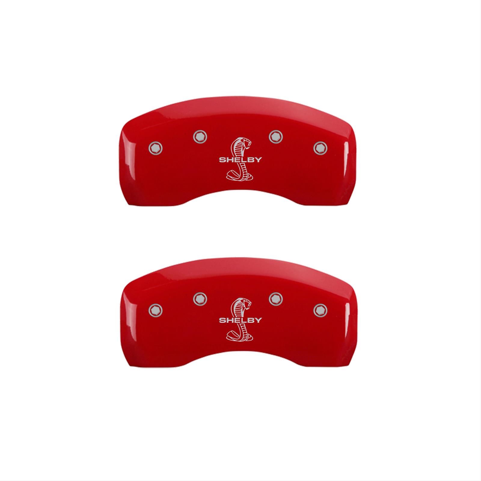 MGP 4 Caliper Covers Engraved Front Shelby Engraved Rear Tiffany Snake Red finish silver ch thumbnail 2