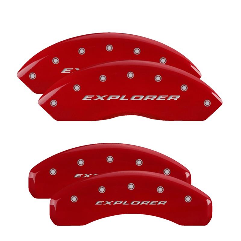 MGP 4 Caliper Covers Engraved Front & Rear Explorer Red finish silver ch thumbnail 3