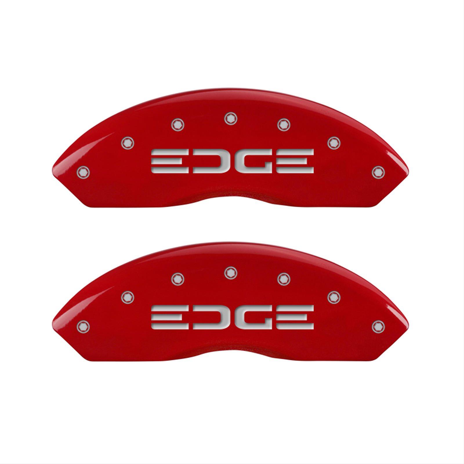 MGP 4 Caliper Covers Engraved Front & Rear Edge Red finish silver ch