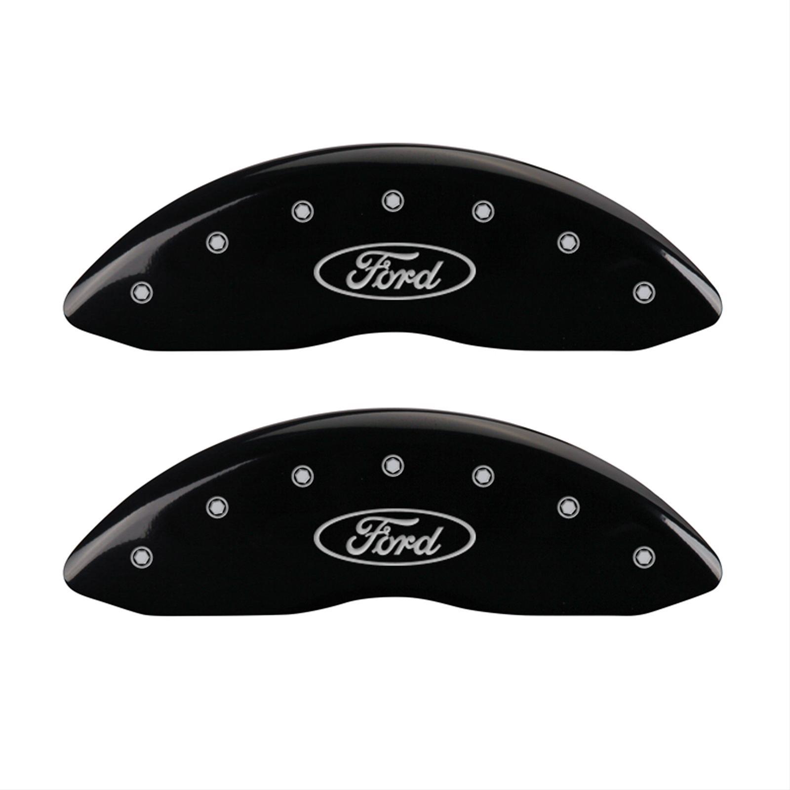 MGP 4 Caliper Covers Engraved Front & Rear Oval logo/Ford Black finish silver ch