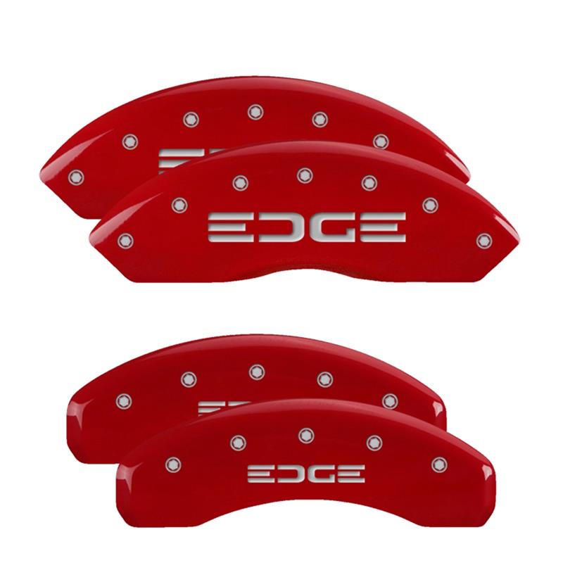 MGP 4 Caliper Covers Engraved Front & Rear Edge Red finish silver ch thumbnail 3