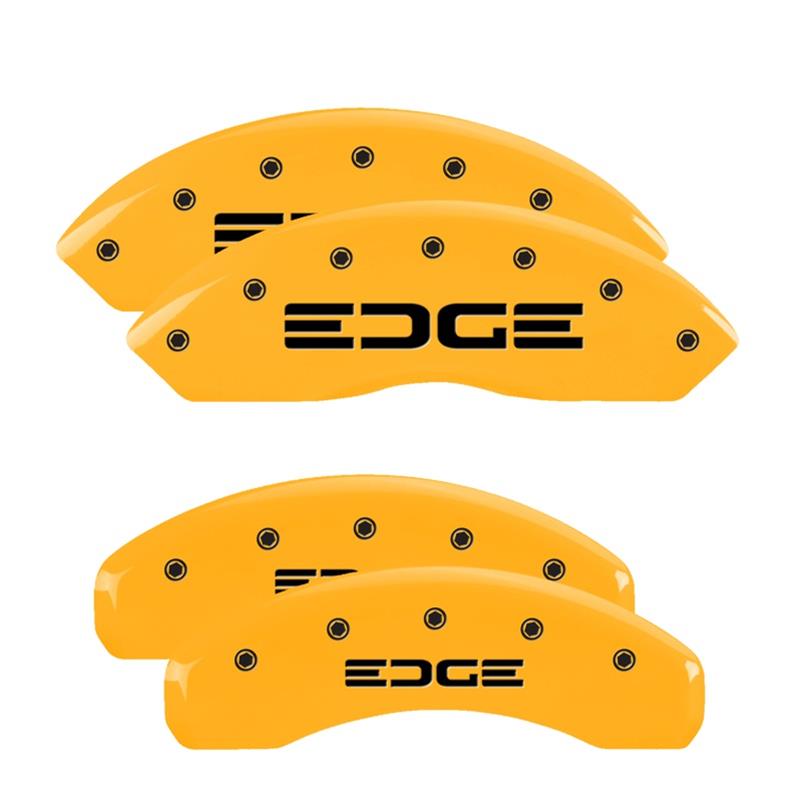 MGP 4 Caliper Covers Engraved Front & Rear Edge Yellow finish black ch thumbnail 3