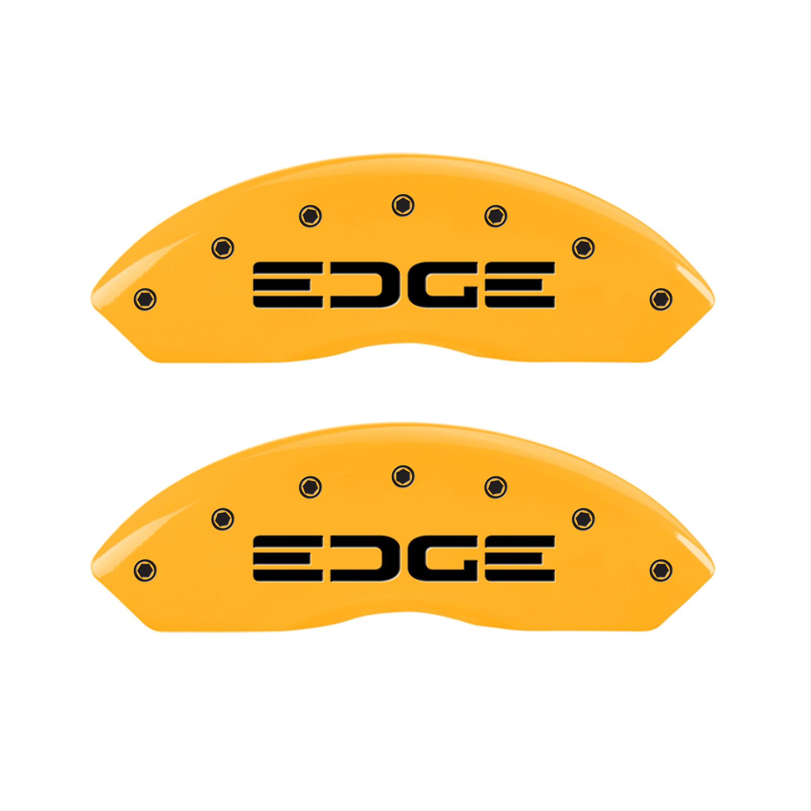 MGP 4 Caliper Covers Engraved Front & Rear Edge Yellow finish black ch thumbnail 2