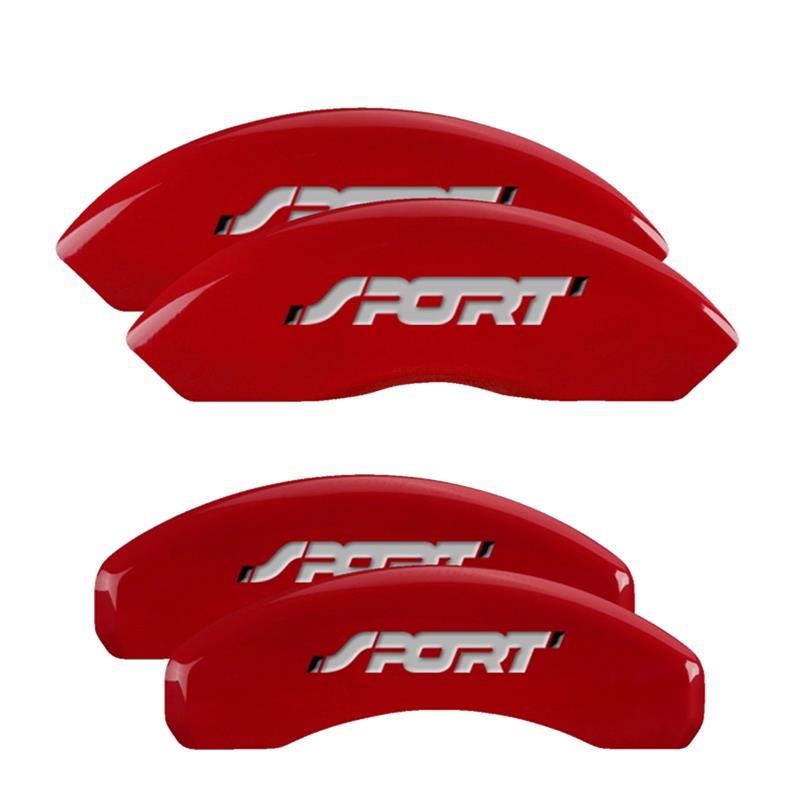 MGP 4 Caliper Covers Engraved Front & Rear No bolts/Sport Red finish silver ch thumbnail 3