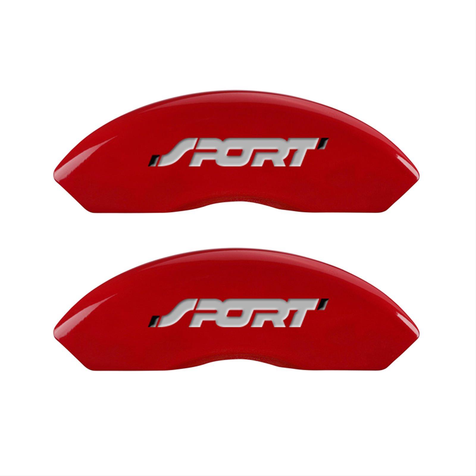 MGP 4 Caliper Covers Engraved Front & Rear No bolts/Sport Red finish silver ch thumbnail 2