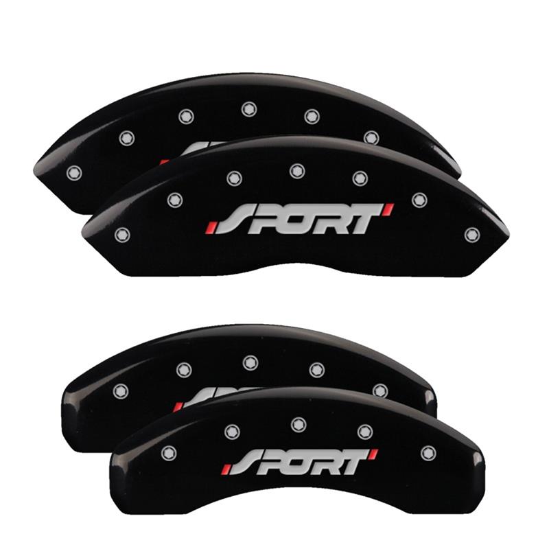 MGP 4 Caliper Covers Engraved Front & Rear SPORT Black finish silver ch thumbnail 3