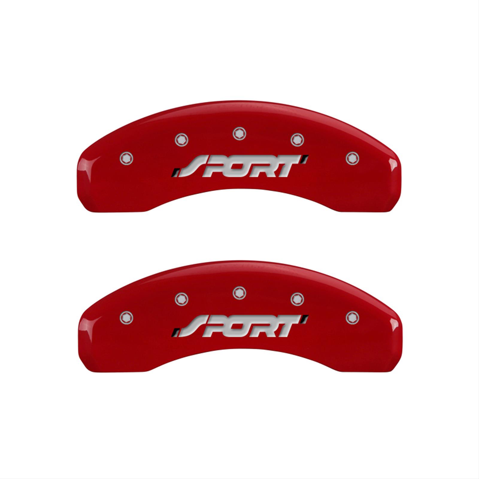MGP 4 Caliper Covers Engraved Front & Rear SPORT Red finish silver ch thumbnail 2