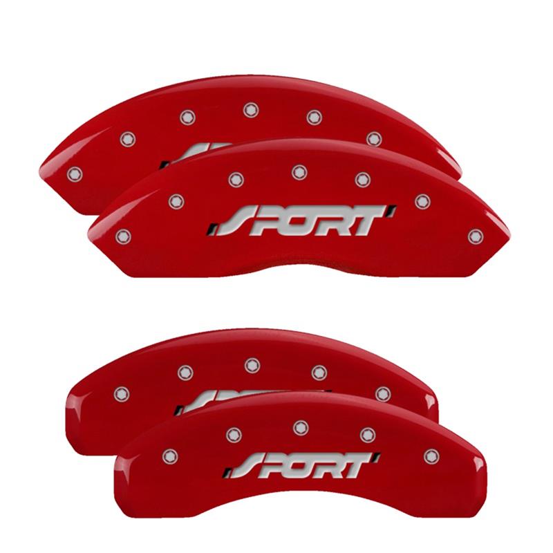 MGP 4 Caliper Covers Engraved Front & Rear SPORT Red finish silver ch thumbnail 3
