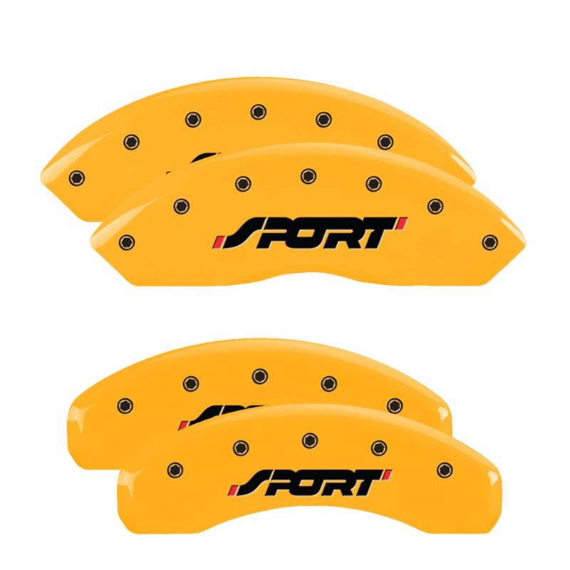 MGP 4 Caliper Covers Engraved Front & Rear SPORT Yellow finish black ch thumbnail 3