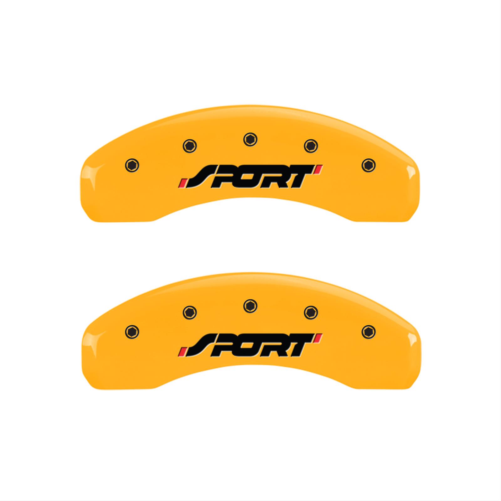 MGP 4 Caliper Covers Engraved Front & Rear SPORT Yellow finish black ch thumbnail 2