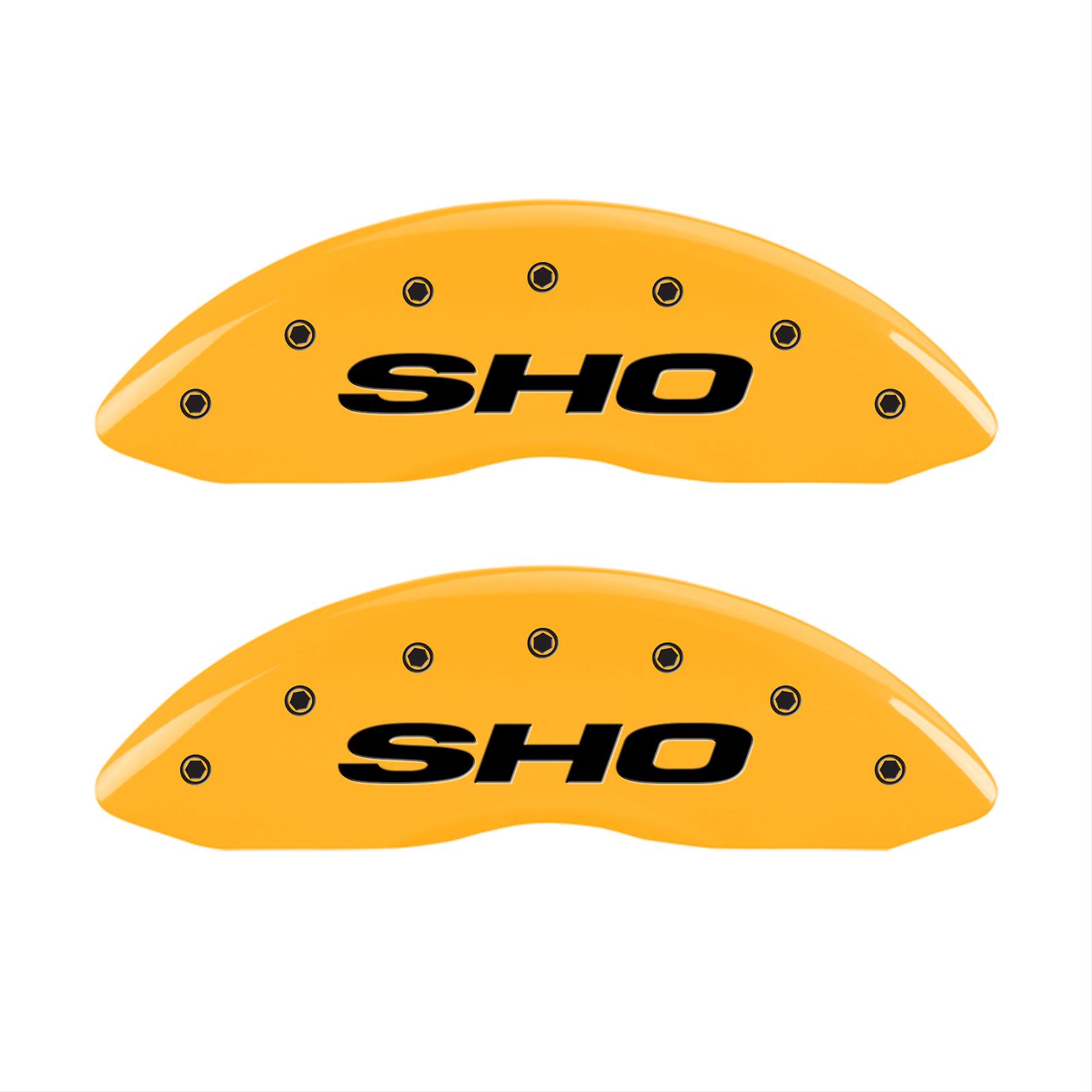 MGP 4 Caliper Covers Engraved Front & Rear SHO Yellow finish black ch